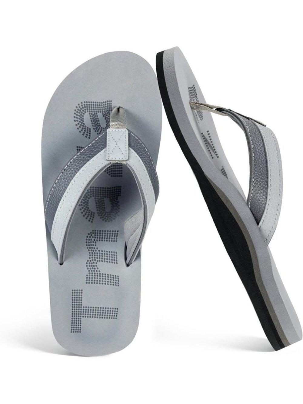 Men's Grey Flip Flops With Arch Support Summer Outdoor Beach Sandals